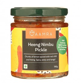Aamra Heeng Nimbu Pickle   Glass Jar  190 grams